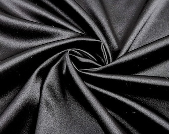 Black Silky Stretch Charmeuse Satin 58" Wide Fabric.