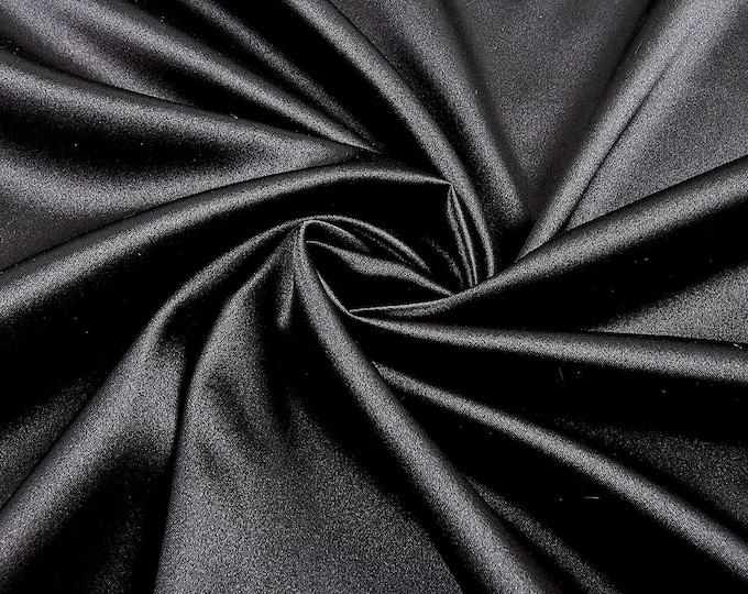 Black 58-59" Wide - 96 percent Polyester, 4% Spandex Light Weight Silky Stretch Charmeuse Satin Fabric by The Yard.