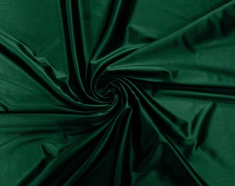 Hunter Green Heavy Shiny Satin Stretch Spandex Fabric | 58 Inches Wide for Prom.