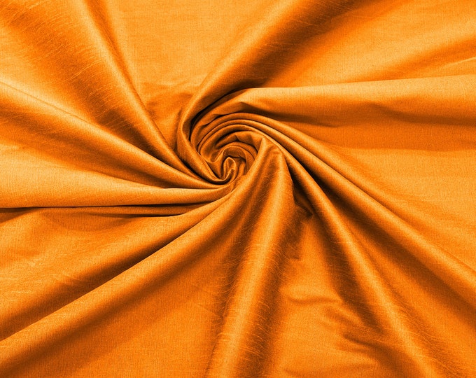 Light Orange Polyester Dupioni Faux Silk Fabric/ 55” Wide/Wedding Fabric/Home Decor.