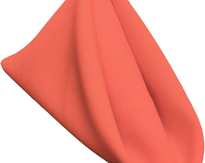 18 x 18 Inches Polyester Poplin Decorative Table Napkins, Party Supply - Pack of 12- Coral