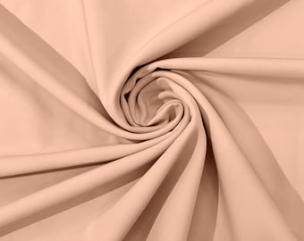 Blush Peach Dull 4 Way Stretch Crepe Fabric/Medium Crepe-Bridal Fabric/Apparel Fabric/Polyester Crepe-Spandex/