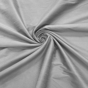 Tessuto di seta finta Dupioni in poliestere argento/largo 55&quot;/tessuto da sposa/arredamento per la casa.