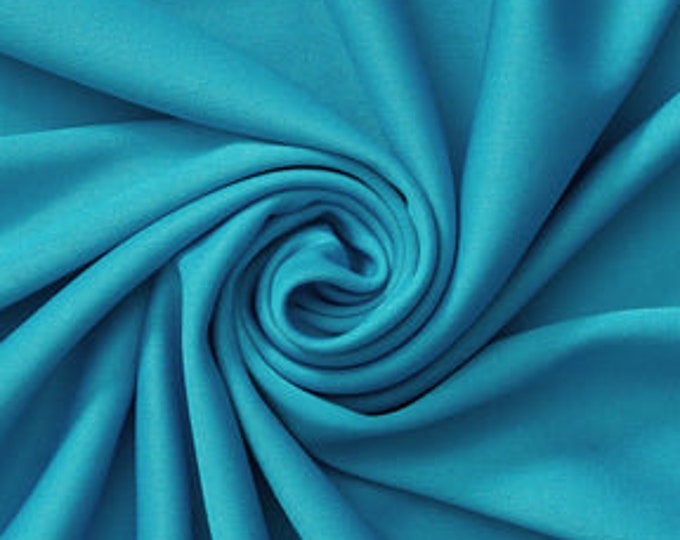 Turquoise Polyester Knit Interlock Mechanical Stretch Fabric 58"/60"/Draping Tent Fabric. Sold By The Yard.