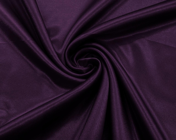Plum Crepe Back Satin Fabric 58" Wide| Bridal| Prom| Nightgown| Wedding.