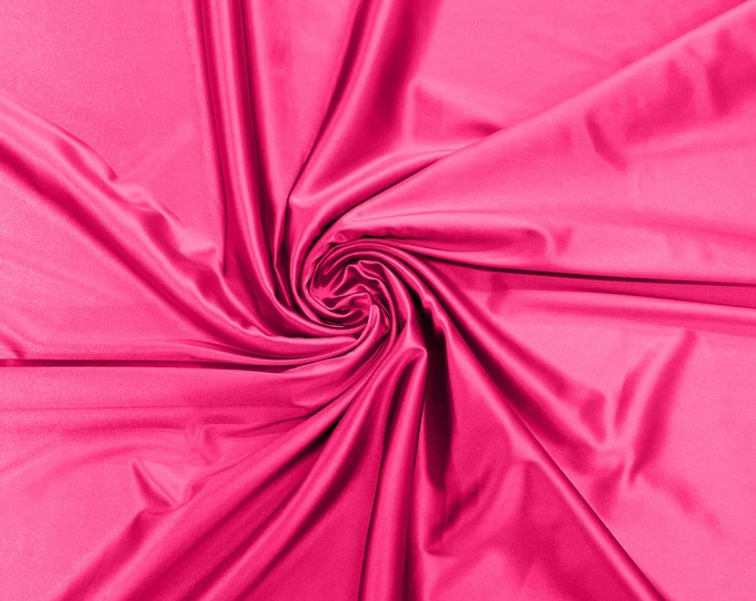 Neon Hot Pink Heavy Shiny Satin Stretch Spandex Fabric/58 Inches Wide/Prom/Wedding/Cosplays.