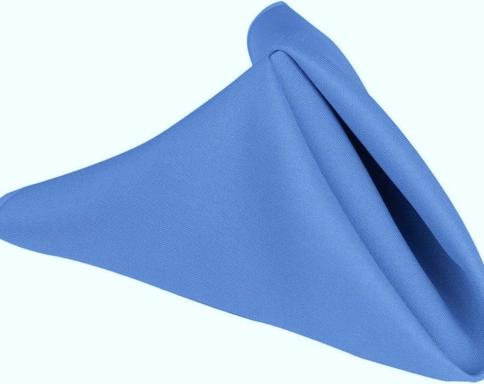 18 x 18 Inches Polyester Poplin Decorative Table Napkins, Party Supply - Pack of 12 - Steel Blue