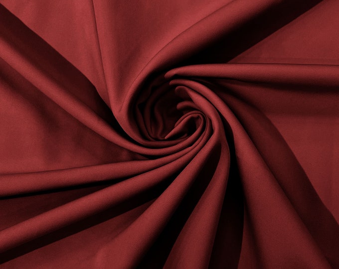 Burgundy Dull 4 Way Stretch Crepe Fabric/Medium Crepe-Bridal Fabric/Apparel Fabric/Polyester Crepe-Spandex/