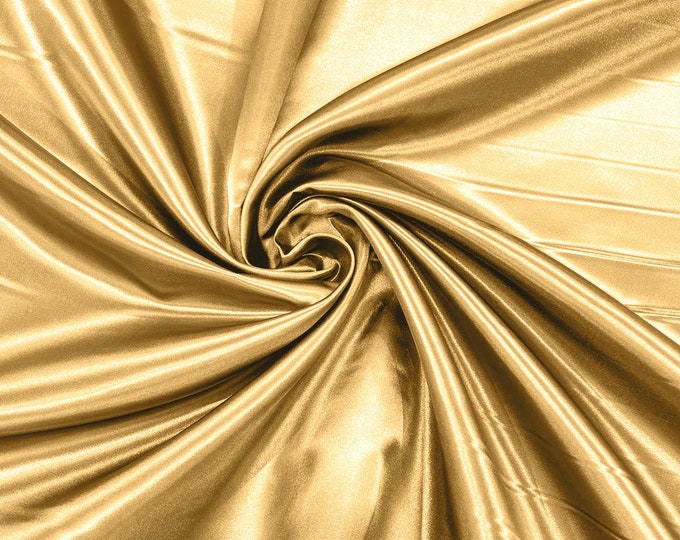 Gold Heavy Shiny Bridal Satin Fabric for Wedding Dress, 60" inches wide sold by The Yard. New Colors