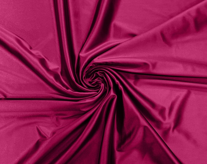 Dark Fuchsia Heavy Shiny Satin Stretch Spandex Fabric/58 Inches Wide/Prom/Wedding/Cosplays.