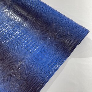 Royal Blue 54” Wide Gator two tone  Fake Leather Upholstery, 3-D Crocodile Skin Texture Faux Leather PVC Vinyl Fabric Sold By The Yard.