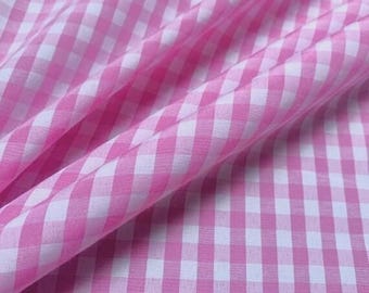 Pink Gingham Fabric | 1/4" Checkered Poly Cotton Blend 58" Wide| Quilting| Dresses.
