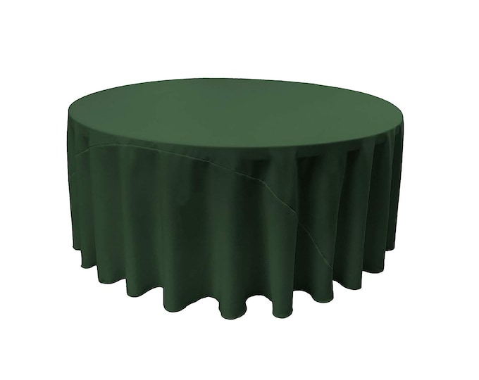 Hunter Green - Solid Round Polyester Poplin Tablecloth With Seamless.