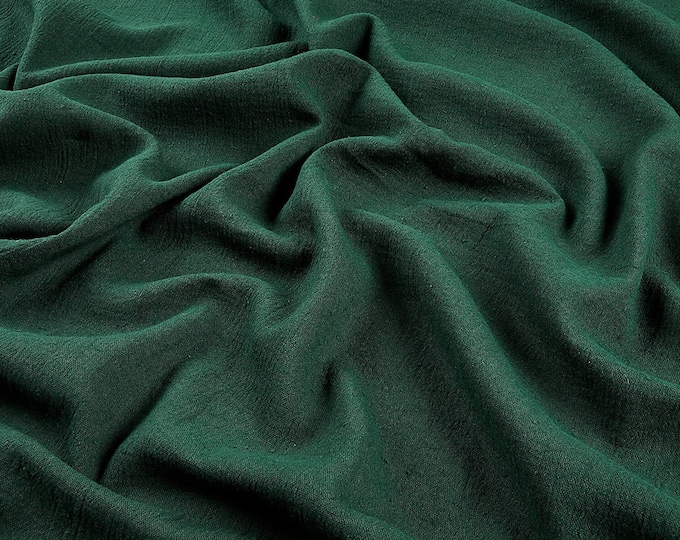 Hunter Green Cotton Gauze Fabric 100% Cotton 48/50" inches Wide Crinkled Lightweight Sold by The Yard.