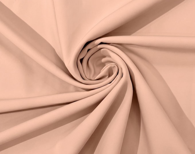 Blush Peach Dull Stretch Crepe Fabric by the Yard – Matte 4 Way Stretch Polyester Spandex Bridal & Apparel Fabric