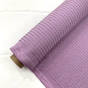 Lavender Mist Rhinestone 4 Way Nylon Spandex Fabric By The Yard