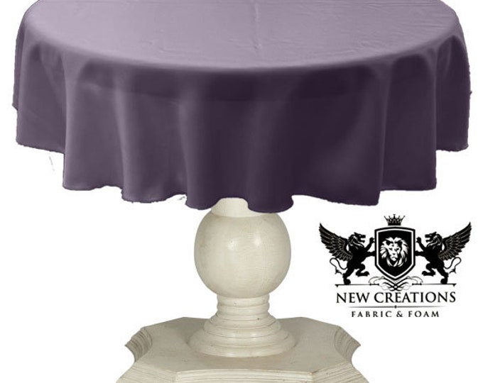 Dark Lilac Tablecloth Solid Dull Bridal Satin Overlay for Small Coffee Table Seamless.