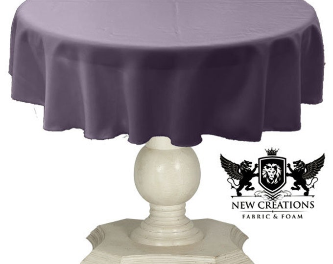 Dark Lilac Tablecloth Solid Dull Bridal Satin Overlay for Small Coffee Table Seamless.