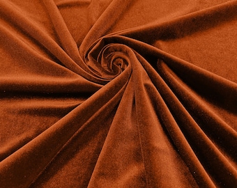 Rust 60" Wide 90% Polyester 10 percent Spandex Stretch Velvet Fabric for Sewing Apparel Costumes Craft, Sold By The Yard.