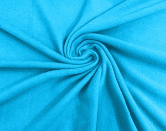Aqua Blue Solid Polar Fleece Fabric Anti-Pill 58" Wide Sold by The Yard.