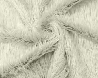 Long Pile Faux Fur Fabric, Ivory 58" Wide for Cosplay and Crafts