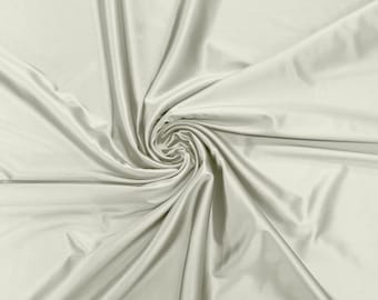 Ivory - Luxury Shiny Satin Stretch Spandex Fabric / Prom / Wedding / Cosplays.