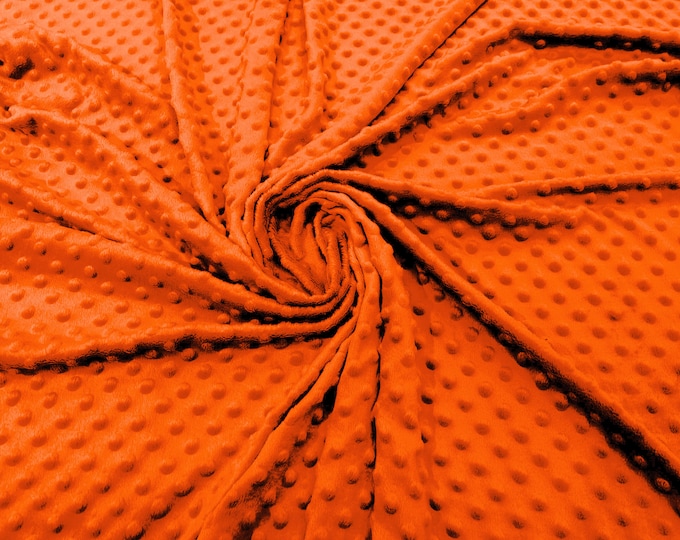 Neon Orange Polka Dot Minky Fabric By The Yard | Super Soft Minkee Fabric | 58’’ Wide | 2 Way Stretch Polka Dot Minky Fabric.