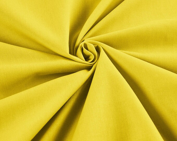 Yellow Lightweight Poly Cotton Broadcloth Fabric| 58" Wide| Bed sheets| Apparel.