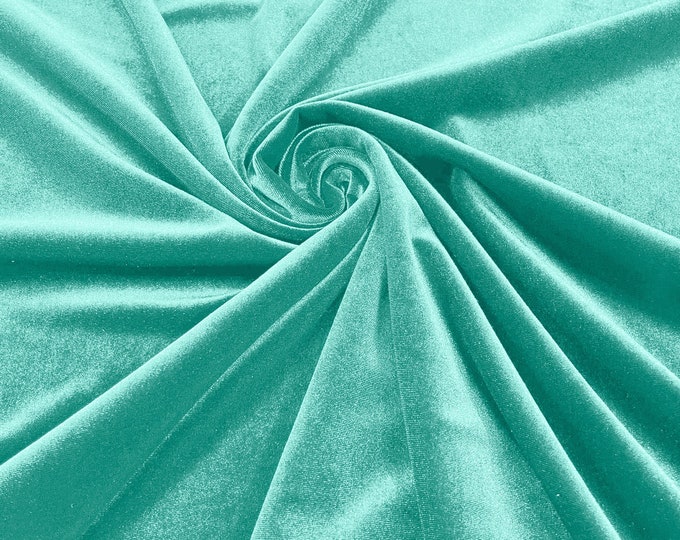 Jade 60" Wide 90% Polyester 10 percent Spandex Stretch Velvet Fabric for Sewing Apparel Costumes Craft, Sold By The Yard.
