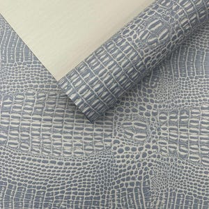Cool Silver Crocodile Marine Vinyl 2 tone Upholstery, Crocodile Skin Texture Faux Leather PVC Vinyl, 54&quot; Wide.