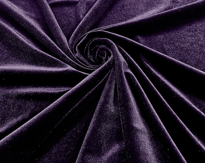 Amethyst 60" Wide 90% Polyester 10 percent Spandex Stretch Velvet Fabric for Sewing Apparel Costumes Craft, Sold By The Yard.