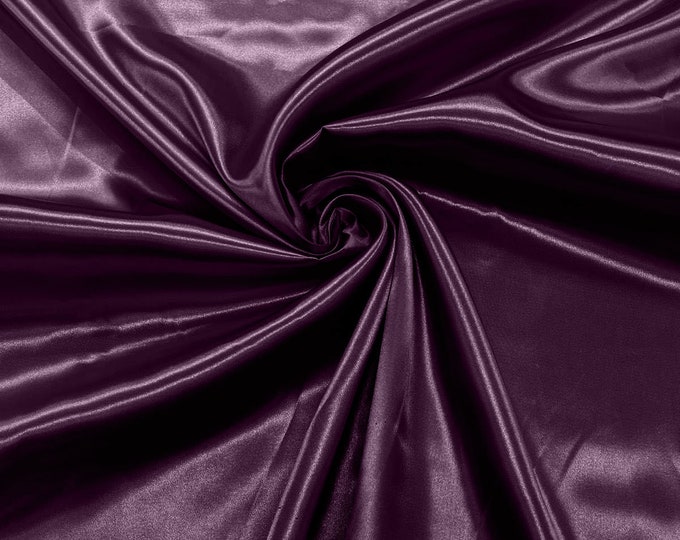 Eggplant - Shiny Charmeuse Satin Fabric for Wedding Dress/Crafts Costumes/58” Wide /Silky Satin