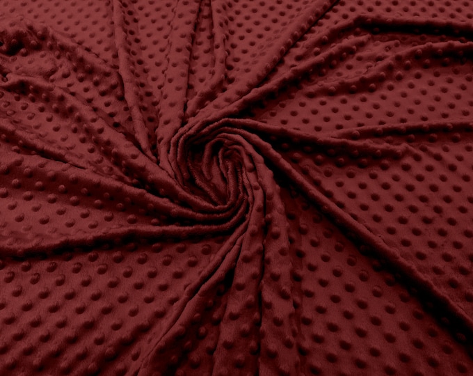 Biking Red Polka Dot Minky Fabric By The Yard | Super Soft Minkee Fabric | 58’’ Wide | 2 Way Stretch Polka Dot Minky Fabric.