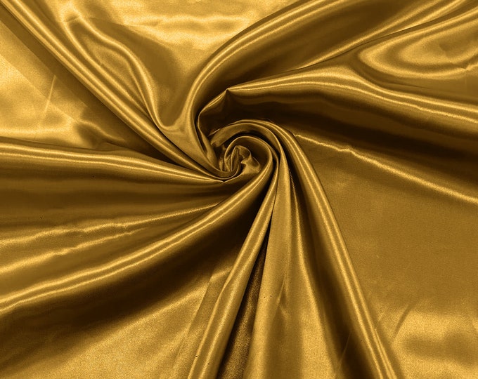 Dark Gold Shiny Charmeuse Satin Fabric for Wedding Dress/Crafts Costumes/58” Wide /Silky Satin