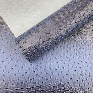 Raging Blue Gator Ostrich Embossed Vinyl Fabric By The Yard / 2 Tone Crocodile Ostrich Vinyl Leather 54&quot; Wide