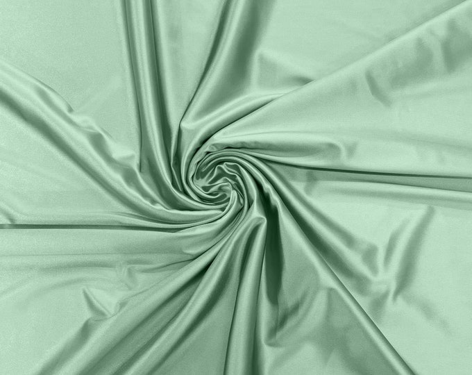 Mint Green Heavy Shiny Satin Stretch Spandex Fabric/58 Inches Wide/Prom/Wedding/Cosplays.