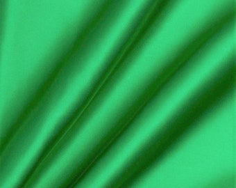 Kelly Green Bridal Satin Fabric, Shiny Charmeuse, 60" Wide, Sold by The Yard