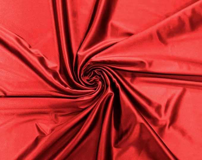 Haute Red - Luxury Shiny Satin Stretch Spandex Fabric / Prom / Wedding / Cosplays.