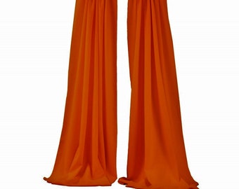 Burnt Orange 2 Panels Backdrop Drape, All Sizes Available in Polyester Poplin, Party Supplies Curtains.