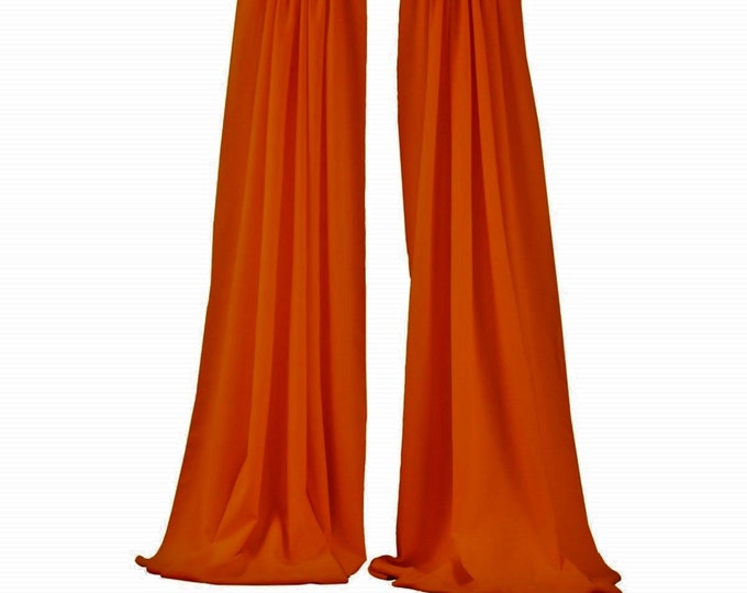 Burnt Orange 2 Panels Backdrop Drape, All Sizes Available in Polyester Poplin, Party Supplies Curtains.