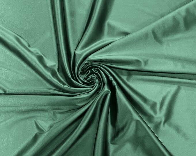 Beryl Green - Luxury Shiny Satin Stretch Spandex Fabric / Prom / Wedding / Cosplays.