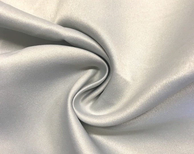 Silver Matte Satin (Peau de Soie) Duchess Fabric Bridesmaid Dress 58"-60" Wide Sold By The Yard.