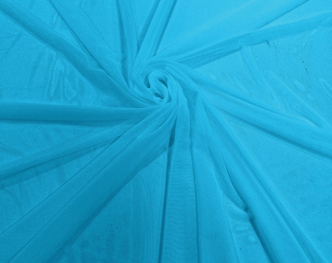 Turquoise 58/60" Wide Solid Stretch Power Mesh Fabric Spandex/ Sheer See-Though/Sold By The Yard. New Colors