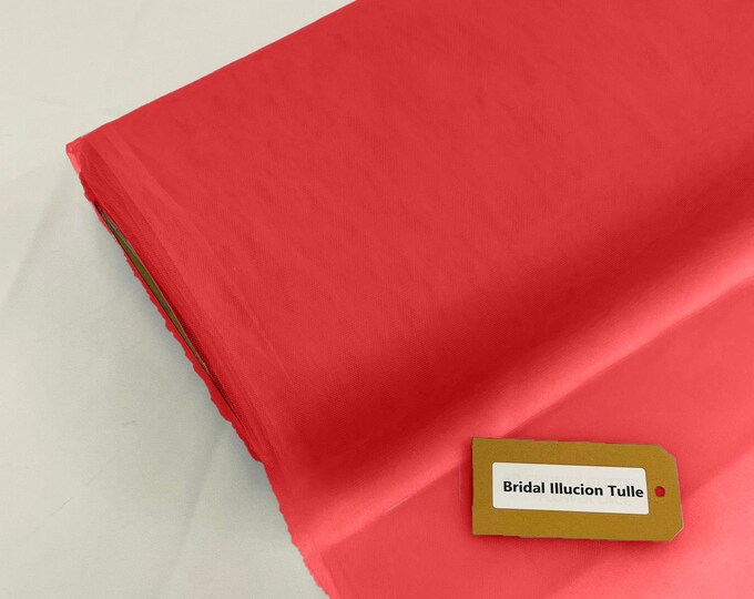 Dark Coral - Bridal Illusion Tulle 108"Wide Polyester Premium Tulle Fabric Bolt.