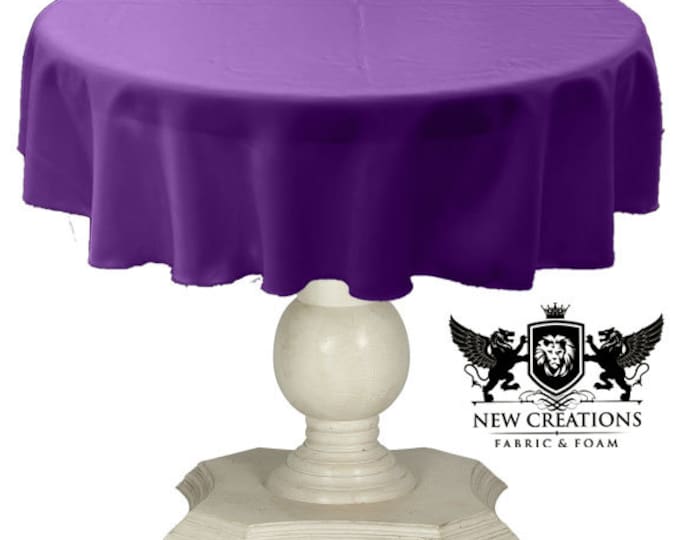 Barney Purple Round Tablecloth Solid Dull Bridal Satin Overlay for Small Coffee Table Seamless.