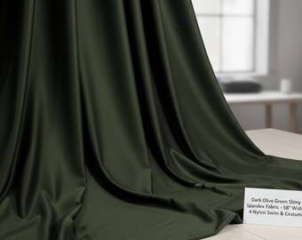 Dark Olive Nylon Spandex Fabric, 58" Wide with 4-Way Stretch for Swimwear & Costumes