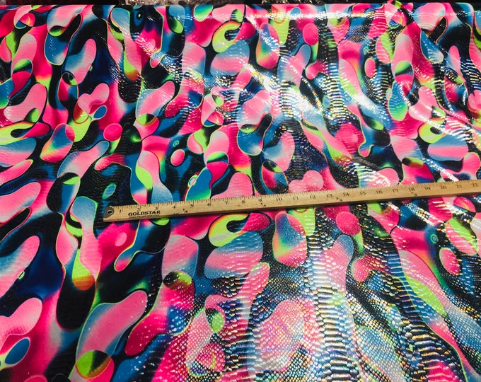 New Creations Fabric & Foam Inc, 60" Wide Boa Snake Print Multi Color Fabric 80/20% Nylon Spandex Fabric, Swimwear/Active wear