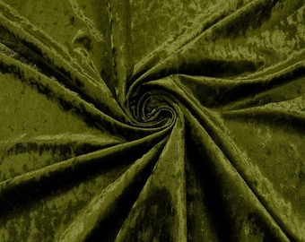 Olive Green Crushed Velvet Fabric/58 Inches Wide/Cosplays.