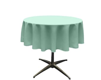 Ice Mint - Solid Round Polyester Poplin Tablecloth Seamless.