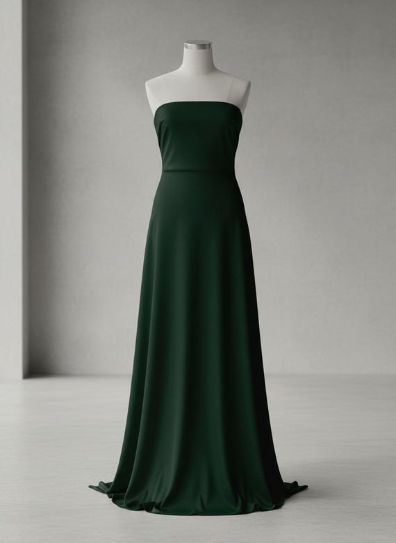 dark green dress fabric Satin in Hunter Matte Stretch Lamour, 58
